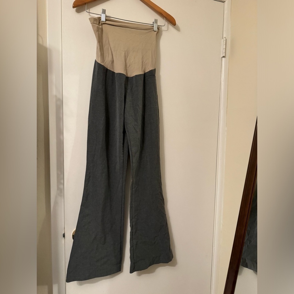 Motherhood Maternity Beige & Dark Gray Boot-Cut Maternity Pants